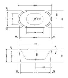 Duravit Starck freistehende Badewanne oval 1600x800 mm, weiß