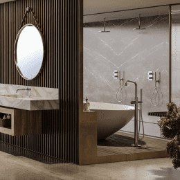 Bossini Teo Wannenarmatur, Bodenmontage, Einhebelmischer schwarz matt