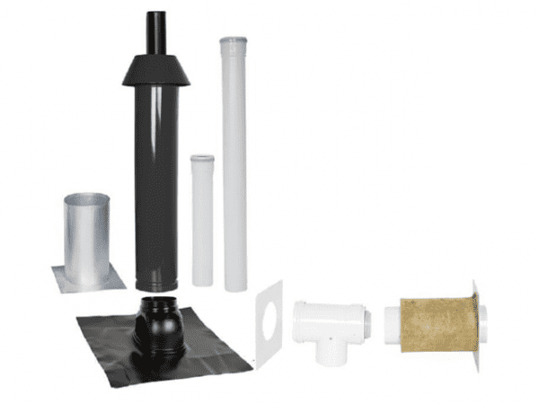 SKOBERNE Grundpaket Unifix 165, Schrägdach, 35 - 55°, DN 80/125 schwarz,1,0m