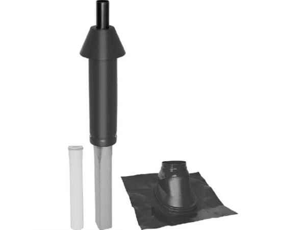 SKOBERNE Mündungspaket Skobifix nano Schrägdach 25° - 45°, DN 60/100 schwarz, 0,4m