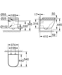 Grohe Euro Ceramic Wandklosett mit WC-Sitz SoftClose, Rimless, Alpinweiß