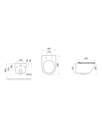 PREMIUM 100 Wand-Tiefspül-WC-SET SLIM, spülrandlos, oval, mit slim WC-Sitz