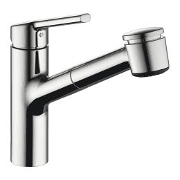 KWC Spültischmischer KWC Luna E herausziehbare Geschirrbrause Ausladung 220 mm chrom