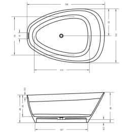 Riho Toledo 158 x 110 x 62 / matt Kein System / freistehende Wanne