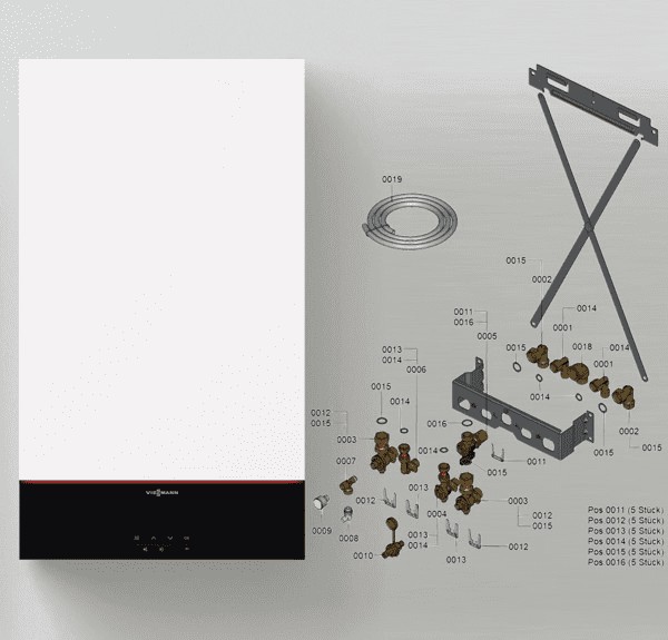 Viessmann Paket Vitodens 200-W 25 kW Kombi 7" Display + Aussenfühler + Montagehilfe AP