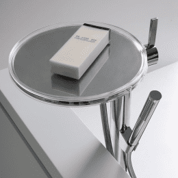 Laufen Kartell Bodenstehende Wannenbatterie Disc, mit Zubehör, Chrom