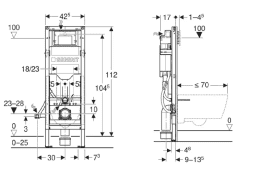 Geberit Duofix Montageelement für Wand-WC 112 cm mit Sigma Spülkasten 12 cm barrierefrei