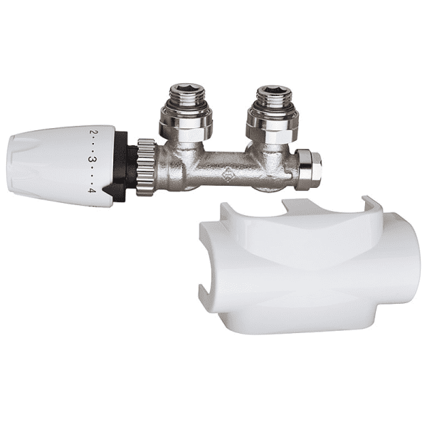 HEIMEIER Ventilset IMI Multilux Eck inkl. Verkleidung weiß und Thermostatkopf Typ DX