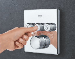 Grohe Grohtherm SmartControl Thermostatische Badewannenarmatur für Unterputzmontage, 3 Ventile, Chro