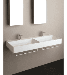 evenes Doppelwaschtisch Elayla 1220x130x450 mm ohne Hahnloch Keramik weiß