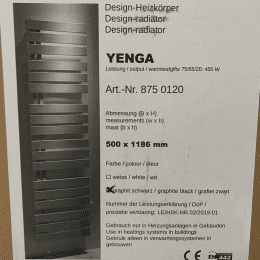 HSK Designheizkörper Yenga 500 x 1200 mm, graphit-schwarz