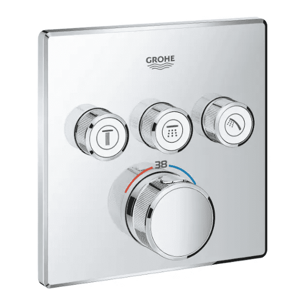 Grohe Grohtherm SmartControl Thermostatische Badewannenarmatur für Unterputzmontage, 3 Ventile, Chro