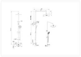 kielle Oudee Duschset mit Thermostat, Durchmesser 23 cm, 3 Strahlen, chrom