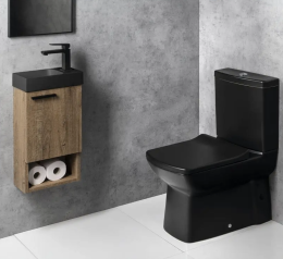 Sapho Small Beton-Waschbecken, 31x17 cm, ohne Überlauf, Hahnloch rechts, Anthrazit