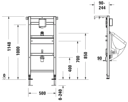 Duravit DuraSystem Vorwandelement H: 114,8 cm, für Urinal