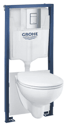 Grohe Solido Klosett Bau Ceramic und WC Sitz softclose, Betätigungsplatte verchromt
