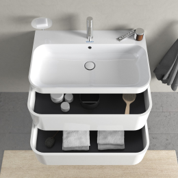 Duravit Happy D.2 Plus Schrank mit Waschbecken 48x78x49 cm, 2 Schubladen, weiß Hochglanz