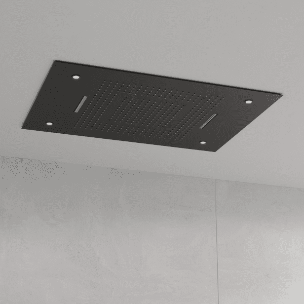 Steinberg Sensual Rain Regenpaneel mit LED-Beleuchtung, Deckeneinbau, 3-Strahlarten, mattschwarz