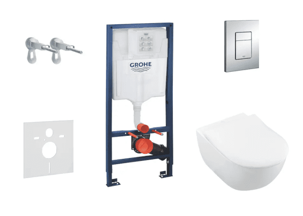 Grohe Rapid SL WC mit Sitz Subway 2.0, DirectFlush, SoftClose, CermaicPlus, Betätigungsplatte Chrom