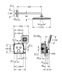 Grohe Grohtherm SmartControl Unterputz-Duschsystem mit Thermostat phantom black Grohe Grohtherm SmartControl Unterputz-Duschsystem mit Thermostat phantom black