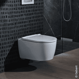 Geberit ONE Wand-WC mit Softclose WC-Sitz, TurboFlush, KeraTect, Weiß/Chrom