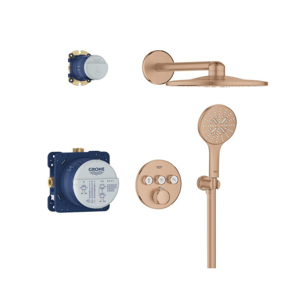 Grohe Grohtherm SmartControl Unterputz-Duschsystem mit Thermostat mit EcoJoy, warm sunset gebürstet