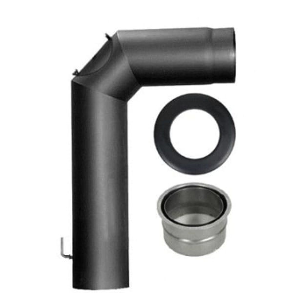 SEM Rauchrohrset DN150, schwarz, inkl.Drosselklappe, DWF und Rosette