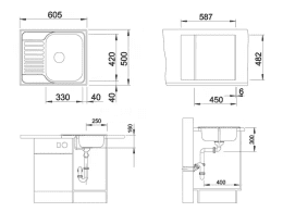 Blanco Tipo 45 Spüle 61x50 cm gebürsteter Edelstahl Naturglanz