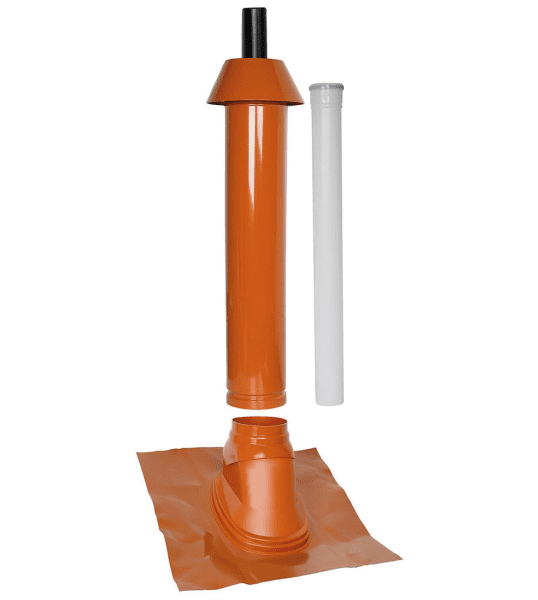 Mündungspaket Skobifix nano Schrägdach 35 Grad - 55 Grad, DN 60/100 rot, 1,0m