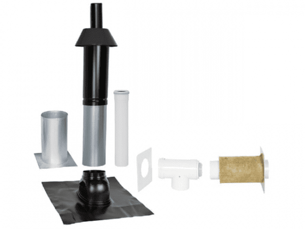SKOBERNE Grundpaket Unifix 165, Schrägdach, 5° - 25°, DN 80/125 schwarz,0,4m