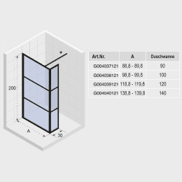 Riho Grid 402 feste Duschwände aus Klarglas für Walk-In-Dusche 200 cm Höhe