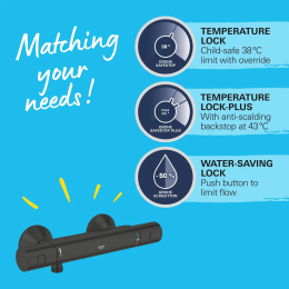 Grohe QuickFix Precision Start Thermostat-Duscharmatur, schwarz matt