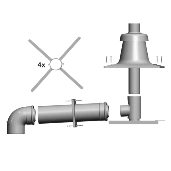 WOLF Anschluss-Set DN60/100 - C93x DN60 im Schacht, Abdeckung edst.