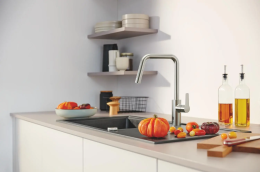 Grohe QuickFix Start Elektronische Spültischarmatur mit ausziehbarer Brause, SuperSteel