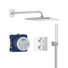 Grohe Precision Brauseset mit Thermostat für Unterputzmontage, 31x31 cm, Chrom