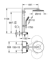 Grohe Euphoria SmartControl Duschsäule 310 Duo mit Thermostatarmatur, verchromt