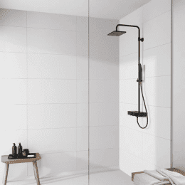 Steinberg 390 Aufputz-Duschsystem mit Thermostat 26x19 cm, schwarz matt