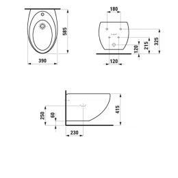 Laufen Il Bagno Alessi One - Wandbidet, Wasseranschluss seitlich, LCC, weiß