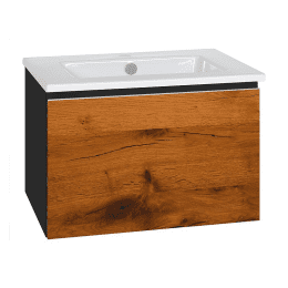 evenes WTU + Keramik-WT Serie ELA Korpus schwarz smt - Front Eiche Furnier dunkel 610x420x510mm