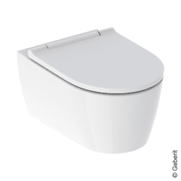 Geberit ONE Wand-WC mit Softclose WC-Sitz, TurboFlush, KeraTect, Weiß/Chrom