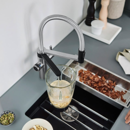 Blanco EVOL-S Pro Spültischarmatur mit flexiblem Arm, Spülbrause und Filterfunktion, edelstahl gebür