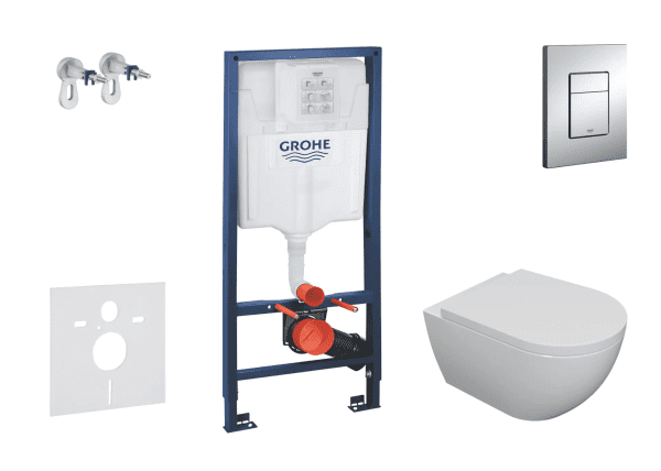Grohe Rapid SL Wand-WC Set Oudee und Softclose-Sitz, Betätigungsplatte Chrom