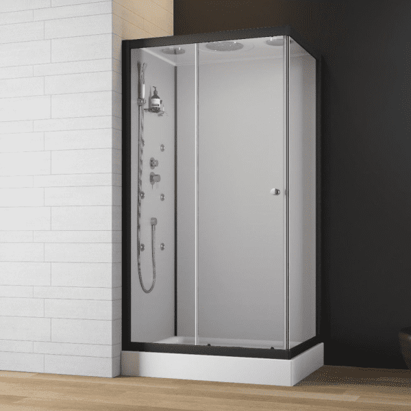 GEO Fix Komplettdusche Eck 80 x 110 x 215 cm Duschkabine weiß/schwarz