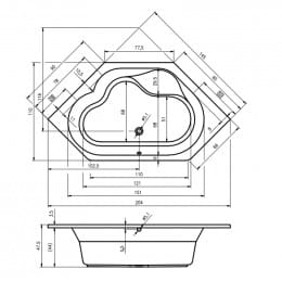 Riho Winnipeg Easypool 3.0 Sechseck-Whirlpool 145 x 145 cm mit mechanischer Bedienung