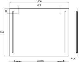 Frasco Tiber Pro LED-Lichtspiegel mit zwei seitlichen Lichtstreifen