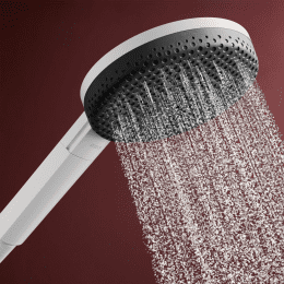 Hansgrohe Raindance Alive Q - Brauseset mit Thermostat, 21x34 cm, 3 Strahlarten, mattweiß