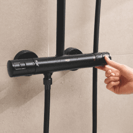 Grohe Vitalio Comfort Duschset mit Thermostat, 25x25 cm, 2 Strahlarten, schwarz matt