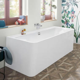 Villeroy & Boch Collaro Vorwand-Badewanne mit Verkleidung 180x80 cm weiß/weiß, Ab-/Überlaufgarnitur 