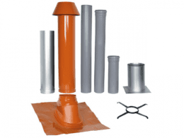 SKOBERNE Grundpaket Unifix 165, Schrägdach, 25° - 45°, DN 110/150 rot,1,0m