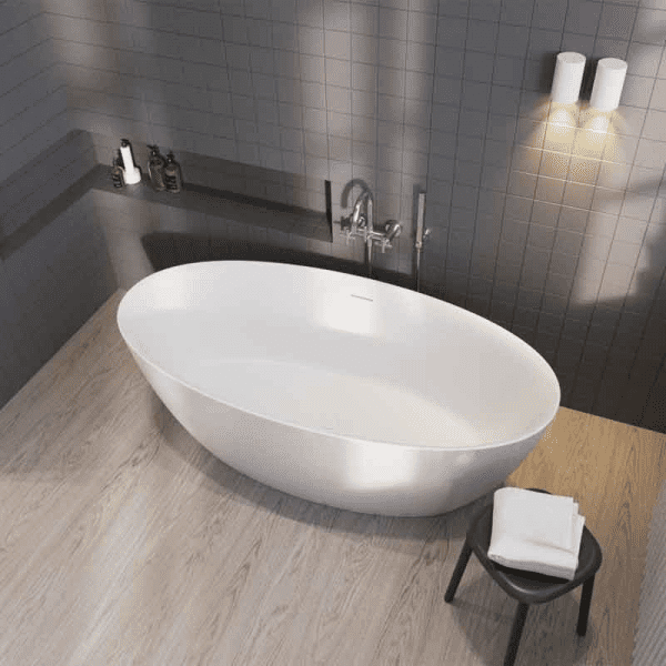 Riho Beta Oval-Badewanne 170 x 82 cm freistehend 260 Liter Seidenmatt weiß